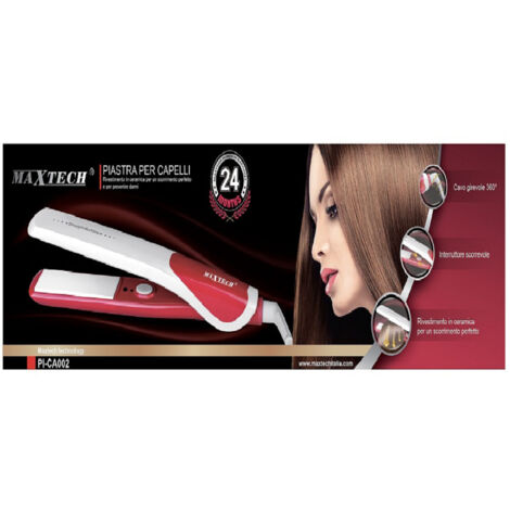TRADE SHOP - Piastra Per Capelli Lisci Perfetti In Ceramica Antidanni Cavo 360° Maxtech Pi-ca002 -