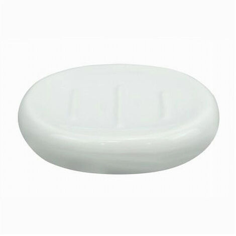 TRADE SHOP - Piattino Per Sapone Ceramica Bianco Portasaponetta Moderno Accessori Bagno 79246 -