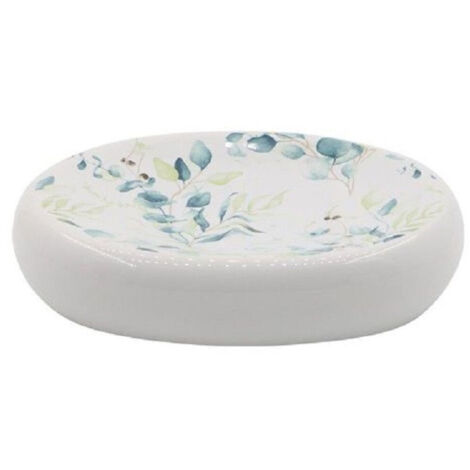 TRADE SHOP - Piattino Per Sapone Decorato Fiori Foglie Porta Saponetta Accessorio Bagno 87051 -