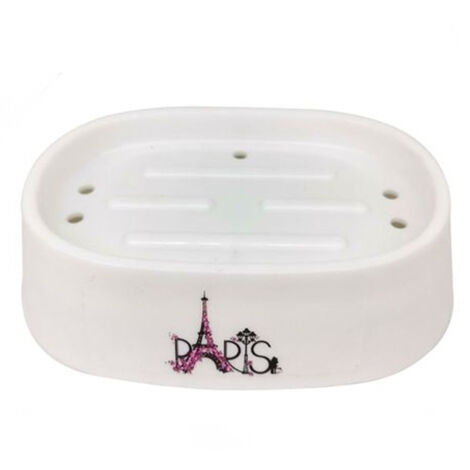 TRADE SHOP - Piattino Per Sapone Porta Saponetta Decorato Scritta Paris Accessori Bagno 87042 -