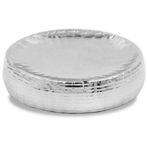 TRADE SHOP - Piattino Porta Sapone Argento Porta Saponetta Per Bagno Accessori Arredo 59924 -