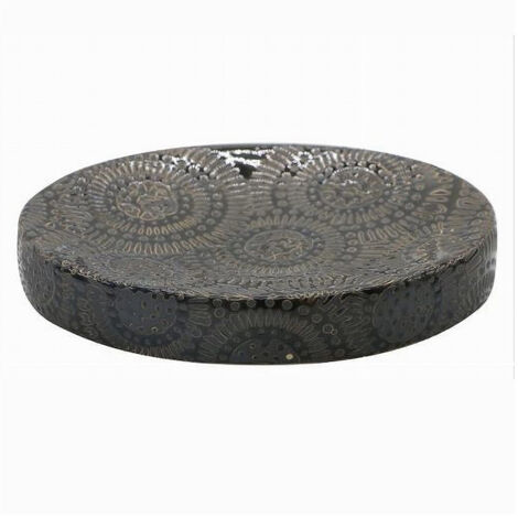TRADE SHOP - Piattino Sapone Portasaponetta Motivo Etnico Nero Accessorio Arredo Bagno 79965 -