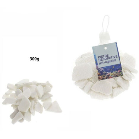 Trade Shop - Pietre Decorative Piatte Acquario Bianche 300gr Decorazione Giardino Piante 70266 -