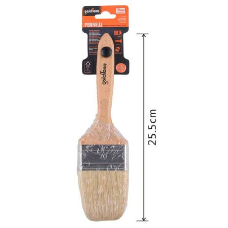 Trade Shop - Pincel Plano 25,5 Cm Con Mango De Madera Cerdas Suaves Pintura 90207 -