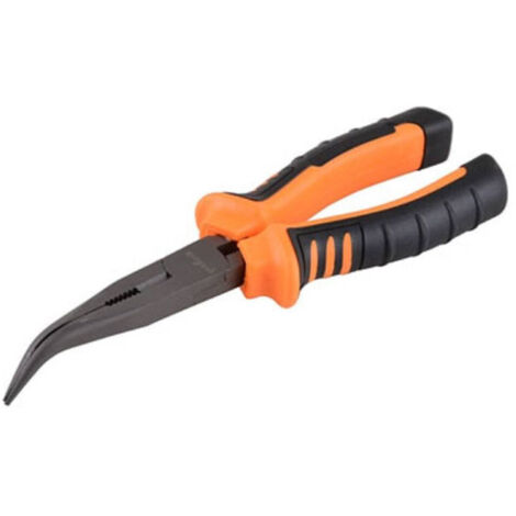 Trade Shop - PINZA A BECCO LUNGO CURVO 7" PINZE BECCHI LUNGHI CURVI ZIGRINATI 19 CM -