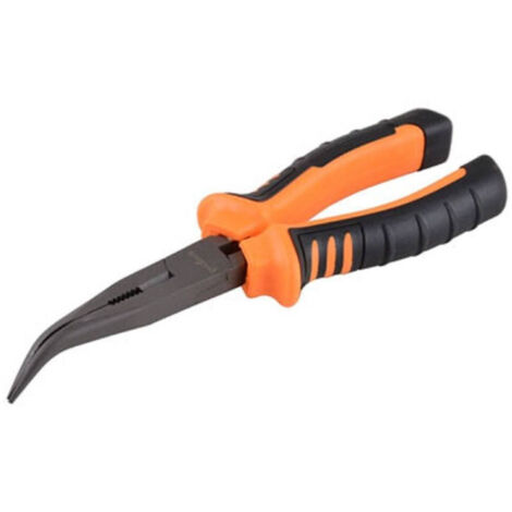 Trade Shop - Pinza Becco Lungo Curvo 8" In Acciaio Pinze Becchi Lunghi Curvi Zigrinati 91512 -