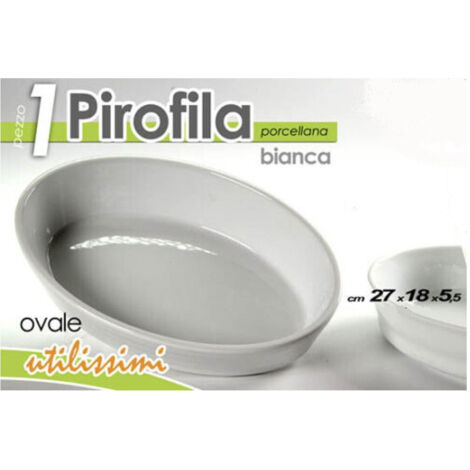 Trade Shop - Pirofila Ovale Bianca Teglia Forno Lasagnera 27x18,5x5,5cm In Porcellana 646744 -