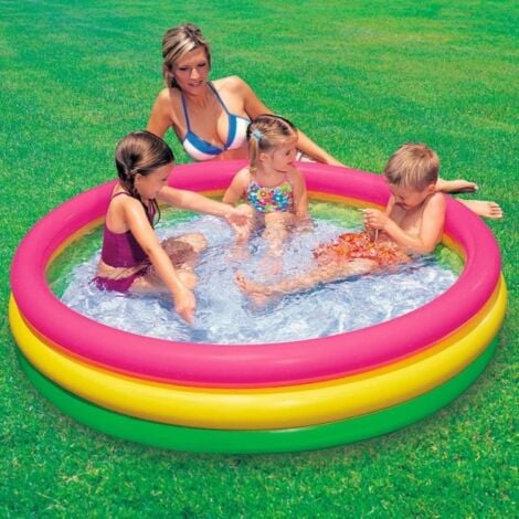 Piscina Gonfiabile Per Bambini 3 Anelli 114 X 25 Cm Giardino Terrazzo 132  Lt 