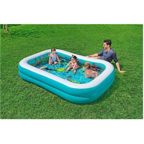 TRADE SHOP - Piscina Avventura Marina 3d 262x175x51cm Rettangolare 2 Anelli Occhialini 3d 54177 -