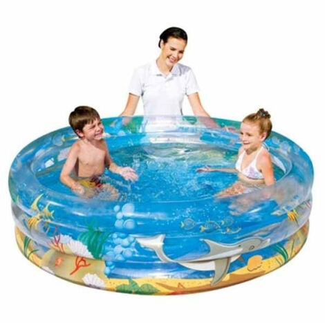 TRADE SHOP - Piscina Gonfiabile Per Bambini Trasparente Sea Life 3 Anelli 150 X 53 Cm -