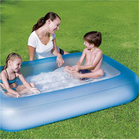 Trade Shop - Piscina Gonfiabile Rettangolare 165 X 104 X 25 Cm Con Fondo Gonfiabile Bambini -      Azul