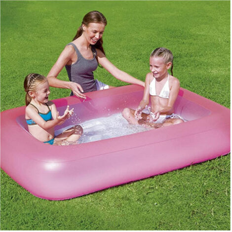 Trade Shop - Piscina Gonfiabile Rettangolare 165 X 104 X 25 Cm Con Fondo Gonfiabile Bambini -      Rosa