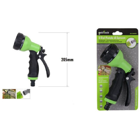 Trade Shop - PISTOLA 5 GETTI GIARDINO 205MM REGOLABILE MIT MANIGLIA BLOCCO 90009 -