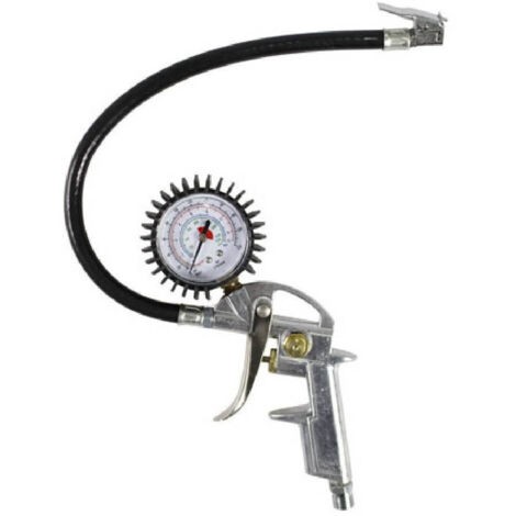 TRADE SHOP - Pistola Di Gonfiaggio Con Manometro Per Compressori Per Auto Moto Bici -
