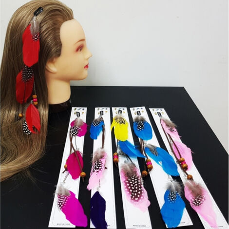 TRADE SHOP - Piuma Fascia Clip Extension Lunga 30cm Per Capelli Ferma Coda Codino Accessori -