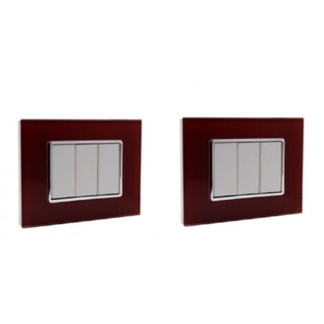 Trade Shop - Placa Cristal 3 4 6m Rojo Pompeyano Efecto Vidrio Compatible Bticino Axolute -