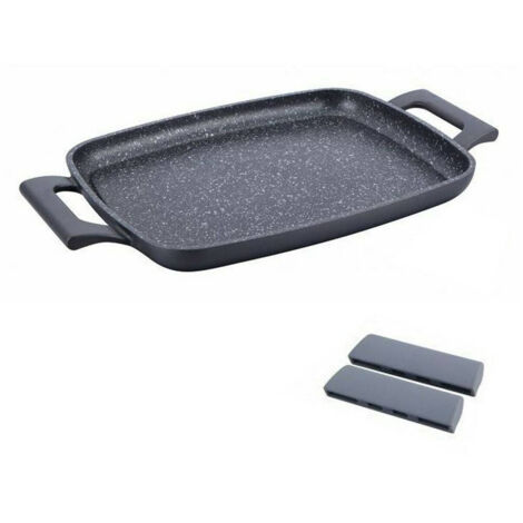 Trade Shop - Placa De La Parrilla De Piedra 47 Cm Inducción Antiadherente Cocina De La Carne Barbacoa Bbq -