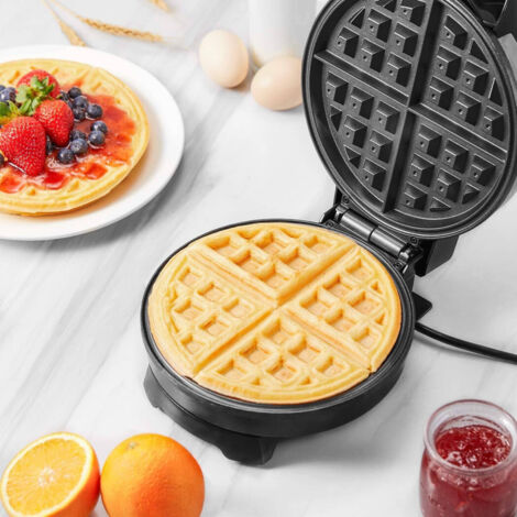 Trade Shop - Placa Eléctrica Fabricante De Waffle Máquina 1000w Placas De Rejilla Antiadherente Negro -