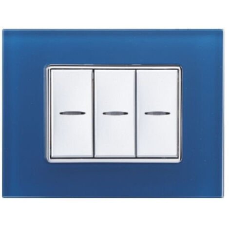 Trade Shop - Placca Cristal 3m 4m 6m Blu Capries Effetto Vetro Compatibile Con Axolute Bticino -