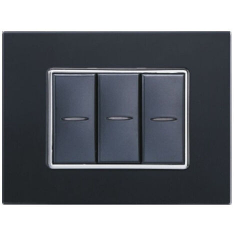 Trade Shop - Placca Cristal 3m 4m 6m Nero Effetto Vetro Compatibile Con Axolute Bticino -