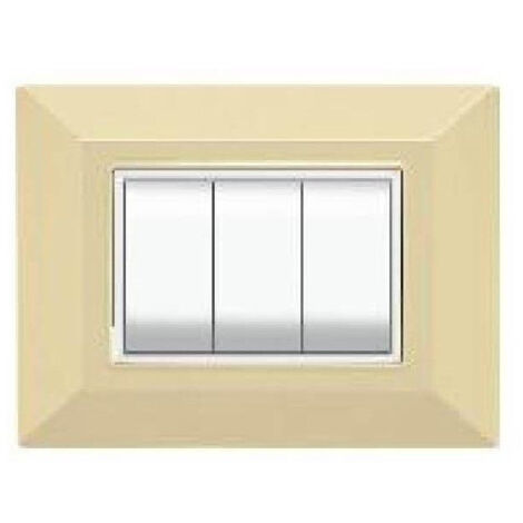 TRADE SHOP - Placca Placchetta Placchette Compatibili Per Serie Axolute Bticino Colorate Sq - Avorio -4 fori     -