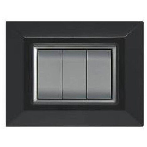 TRADE SHOP - Placca Placchetta Placchette Compatibili Per Serie Axolute Bticino Colorate Sq - Nero -3 fori     -