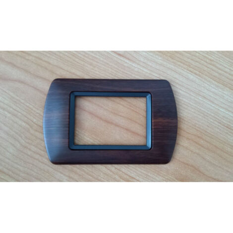 TRADE SHOP - Placchette Placche In Abs Compatibili Per Master Modo Colorra Placca Copriprese - Legno Scuro -3 fori     -