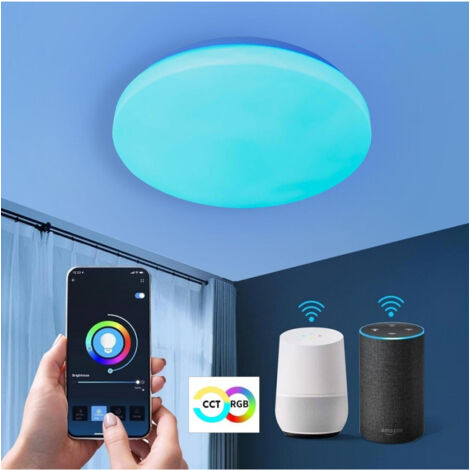 Trade Shop - Plafón Led Smart 20w Rgb Cct Wifi Smart Dimmable Smartphone Alexa Google -