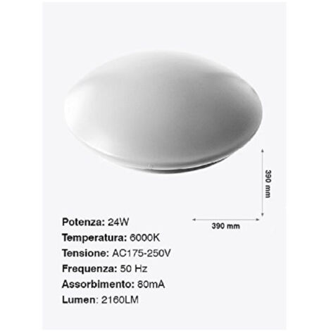 TRADE SHOP - Plafoniera Da Soffitto Faretto Led 24w Tondo Rotondo Pannello 2160lm 39cm Design Moderno -