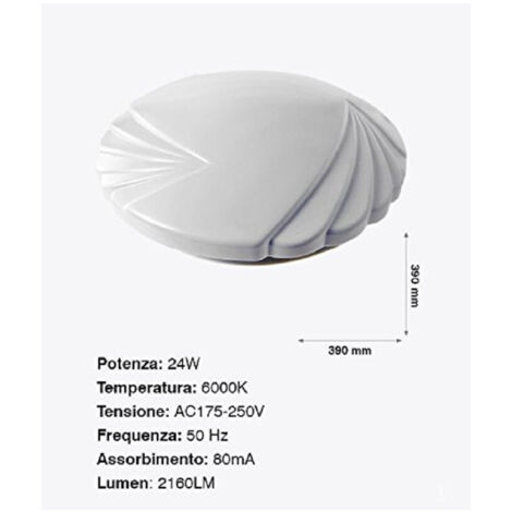 TRADE SHOP - Plafoniera Da Soffitto Faretto Led 24w Tondo Ventaglio Pannello 2160lm 39cm Design Moderno -