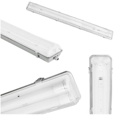 TRADE SHOP - Plafoniera Doppia Per Tubi Led T8 In Plastica Da 150cm Trasparente Impermeabile -