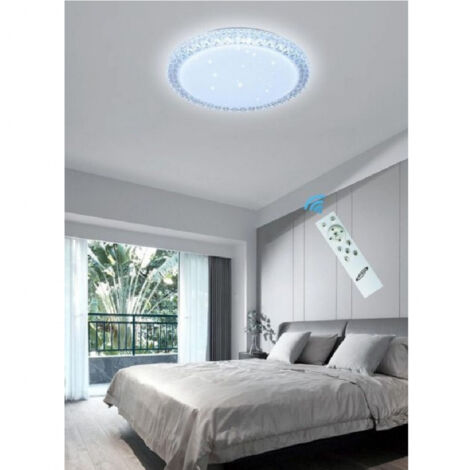 Trade Shop - Plafoniera Led 60 W Lampadario Soffitto Smart Dimmerabile Effetto Cristallo -