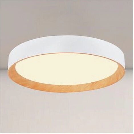 TRADE SHOP - Plafoniera Led A Soffitto 68w Rotonda Bianco Con Venature Legno Luce 4000k 32798 -