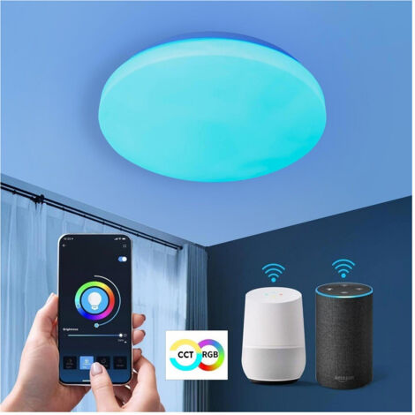 Trade Shop - PLAFONIERA LED SMART 20W RGB CCT WIFI INTELLIGENDE DIMMERABILE SMARTPHONE ALEXA GOOGLE -