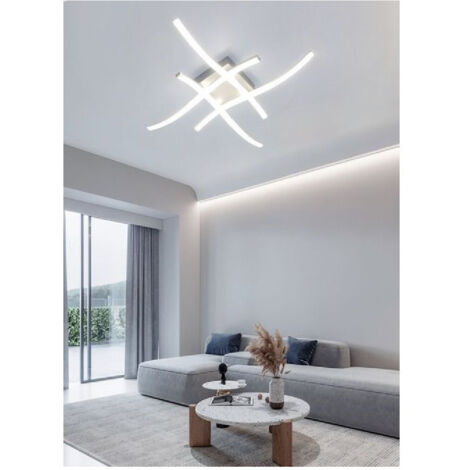 TRADE SHOP - Plafoniera Moderna Led Soffitto Con Bracci A Onda Luce Fredda Naturale Calda C05 - -Bianco Freddo -
