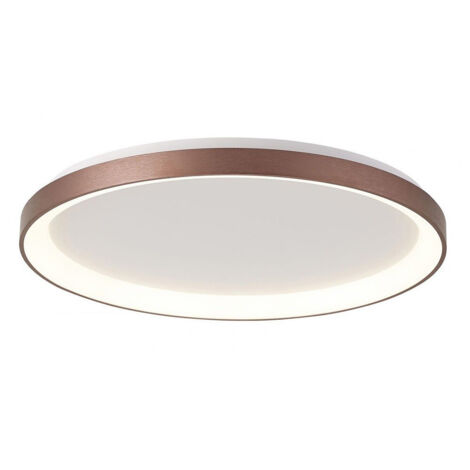 TRADE SHOP - Plafoniera Moderna Tonda Led Cct 60 W 3000k 4000k Soffitto Lampada Parete 80 Cm - Marrone