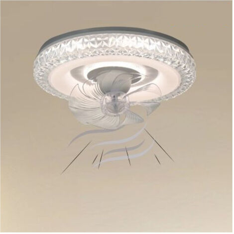 TRADE SHOP - Plafoniera Soffitto Tonda Cristalli Ventola Lampada Ventilatore Luce 3200k-6500k 33238 -