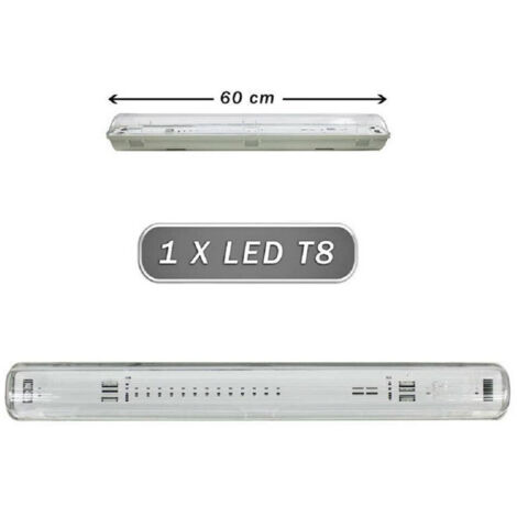 Trade Shop - Plafoniera Stagna 1 Neon Led Tubo T8 G13 60cm 220v Parete Soffitto Ip65 T8-60ss -