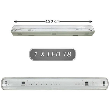 TRADE SHOP - Plafoniera Stagna 1 Neon Led Tubo T8 G13 Da 120 Cm Parete Soffitto Ip65 T8-120ss -