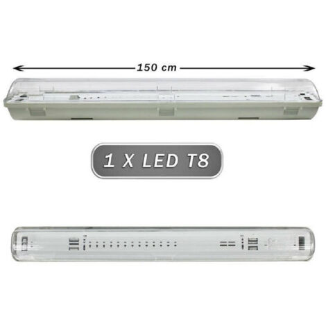 TRADE SHOP - Plafoniera Stagna 1 Neon Led Tubo T8 G13 Da 150cm Parete Soffitto Ip65 T8-150ss -
