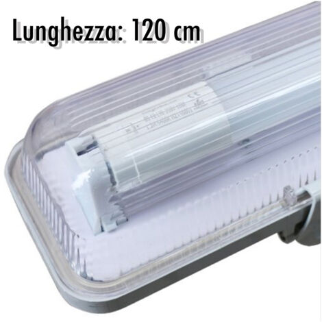 Trade Shop - Plafoniera Stagna Completa Di Tubo Neon A Led 120cm Per Soffitto A Parete Ip65 -