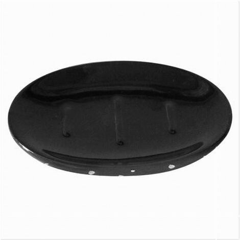 Trade Shop - Platillo Jabonera Baño Negro Teñido Plata Decoración 59928 -