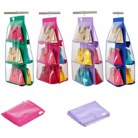 Trade Shop - PLATZSPARENDER TASCHENBÜGEL-ORGANISATOR 6 PLÄTZE PVC-KLEIDERSCHRANK-DISPLAY-EINHEIT -