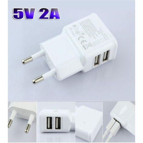 Trade Shop - Plug Usb 5v 2a Cargador Universal Cargador Adaptador De 2 Puertas Usb -
