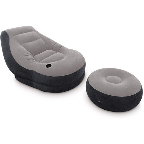 TRADE SHOP - Poltrona Lounge 99x130x76 Cm Con Poggia Piedi 64x28 Cm Con Porta Bicchiere 68564 -
