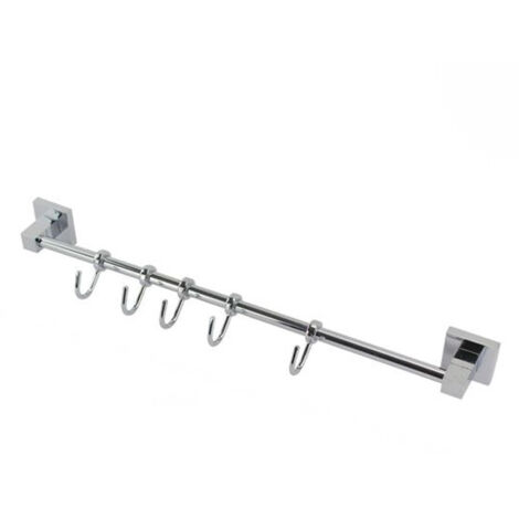 TRADE SHOP - Porta Asciugamani Con 5 Ganci Appendini Fissaggio A Parete Bagno Square 59195 -