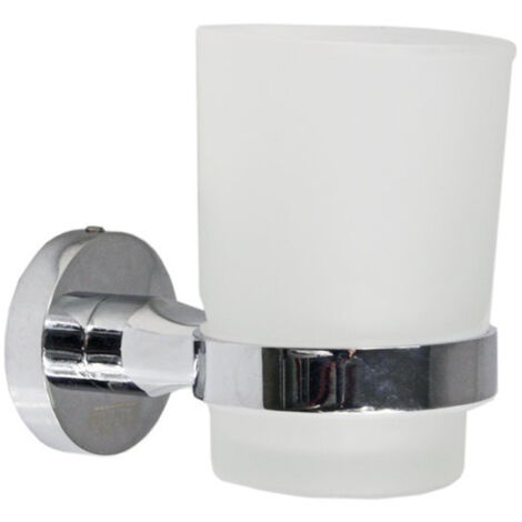 Trade Shop - Porta Cepillos De Pared En Acero Y Vidrio Fijación Con Tornillos -