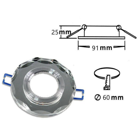 TRADE SHOP - Porta Faretto Ad Incasso In Vetro Effetto Specchio Supporto Faretti Gu10 P6 - Argento