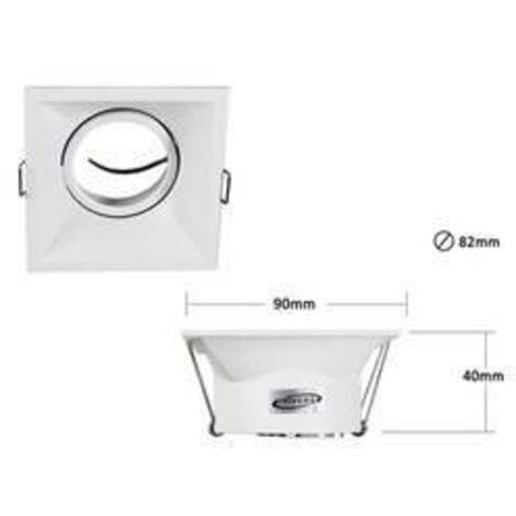 TRADE SHOP - Porta Faretto Incasso Supporto Faretto Orientabile Quadrato Gu10 Foro 82 Mm P14 - Bianco