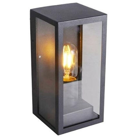 TRADE SHOP - Porta Lampada Esterno Vetro Vt8517 Grigio Matto E27 Ip44 Retro Illuminazione -